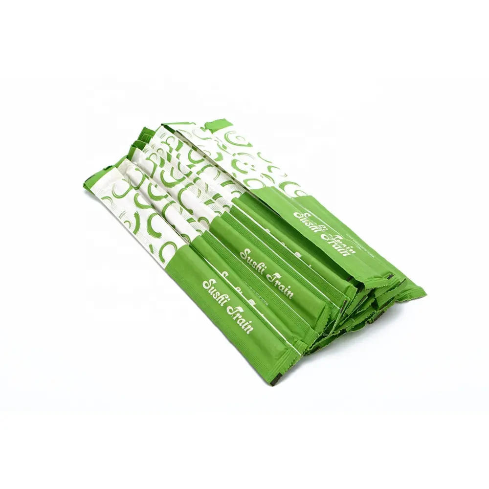 Bamboo twin chospsticks bacchette usa e getta per sushi con carta piena avvolta