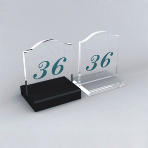 Free Standing Clear Engraved Acrylic <strong>Table</strong> <strong>Numbers</strong> Desktop Acrylic Sign Block for Office - Product Image 2