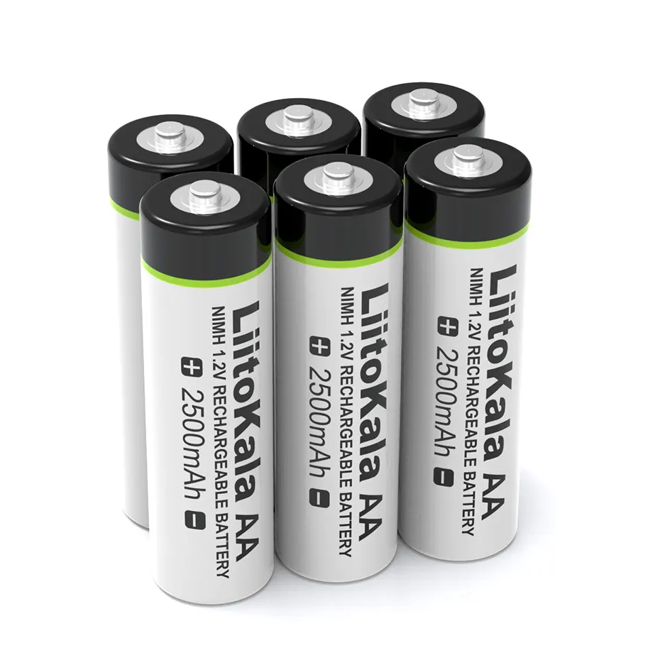 장난감, 마우스, 전자 저울, 마우스 등 LiitoKala 충전식 배터리에 적합한 AA 2500mAh NiMH 1.2V 충전식 배터리