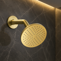 Pommeau de douche rond doré en ABS de 8 pouces, fixation murale, fonction simple, pulvérisation au plafond, accessoire de salle de bain