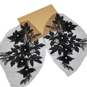 Adesivi tridimensionali in tessuto floreale Appliques Cheongsam abito per Performance di scena accessori per abbigliamento in rete perline pizzo - Product Image 5