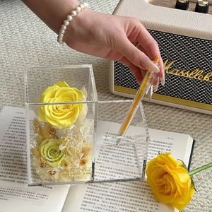 Rosa Decorativa in Scatola Regalo in Acrilico, Fiore Eterno Vero, Testa di Rosa Stabilizzata per Natale e San Valentino - Product Image 1