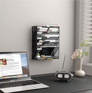Sam Office <b>File</b> Magazine Holder 6 Tier Metal Mesh Hanging Wall Mounted <b>File</b> Organizer - Product Image 6