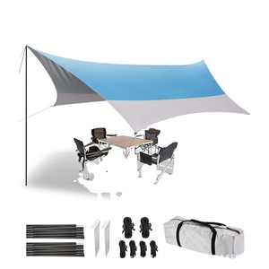 Bâche de camping imperméable Woqi 365x425cm carrée en polyester, auvent pare-soleil avec œillets pour la randonnée en plein air - Product Image 1