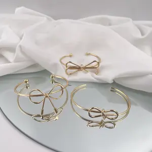 KITI, pulsera anudada chapada en oro de varios estilos de alta calidad, brazalete de latón para mujer, joyería con lazo