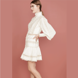Lancai automne nouvelles femmes mode bohème doux coton manches longues bouffantes col haut tenue décontractée - Product Image 3