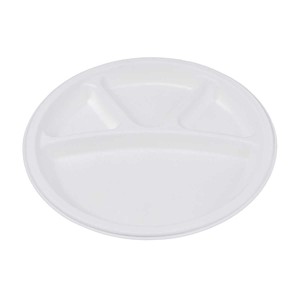 Assiette ronde en bagasse de 12 pouces de qualité supérieure à 4 compartiments |   Assiette de service alimentaire jetable écologique |   Prix de gros - Product Image 3