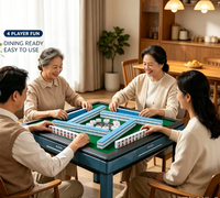 Automatischer Mahjong-Tisch mit Festen Beinen für 4 Spieler Doppelnutzung Mit Schubladen und Getränkehalter