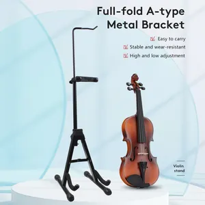 Suporte viola ajustável de metal para violino, portátil, preto, durável, arcos, suporte de gancho