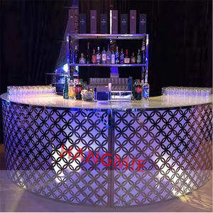 <span class=keywords><strong>Comptoir</strong></span> de bar semi-circulaire moderne en bois massif avec cadre métallique pour mariage, salle à manger, hôtel - Product Image 4