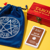 Impresión de Mazos de Cartas de Tarot Místicas Personalizadas, Mazo de Oráculos Premium de 78 Cartas, Impresión CMYK a Doble Cara, Mazo de Oráculos con Guía, Bolsa de Terciopelo y Caja