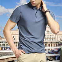 T-shirt Homme Séchage Rapide Coupe Classique 180g Soie Glacée Sans Couture Col Rabattu Business Décontracté Uni Polyvalent