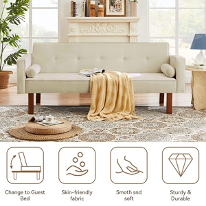 Trung Quốc Có Thể Gập Lại 4 Chỗ Ngồi Độc Đáo Màu Be Da Ngủ Cơ Chế Futon Mở Để Giường Chuyển Đổi Chần Sofa Trong Đi Bộ Đồ Nội Thất - Product Image 3