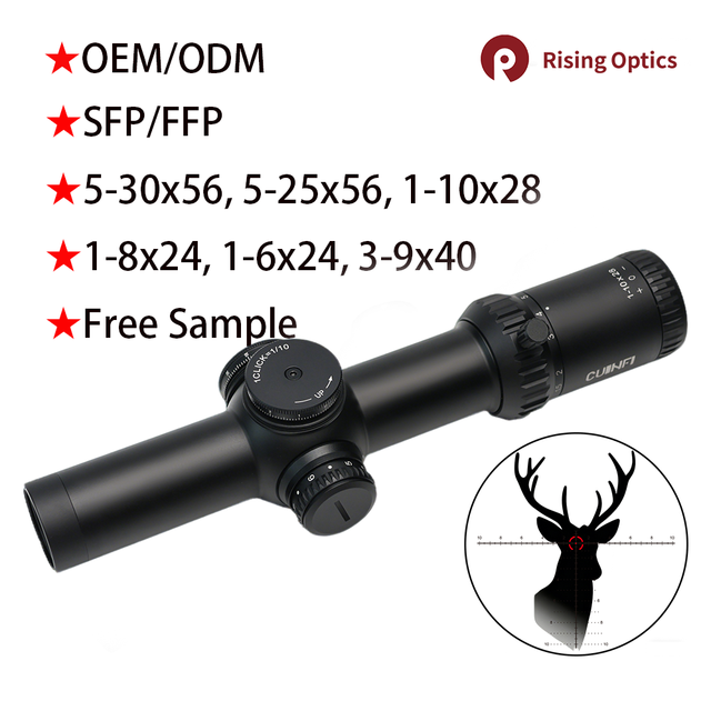 Cuinfi 1-10x28 IR FFP LPVO Scope Red Illumination ED Glass-etched Reticle 34mm Tube Aluminum Alloy Tactical Hunting Scope IP67