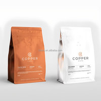 Sachets plats personnalisés en PE, étanches, thermoscellables, de qualité alimentaire, pour l'emballage de thé et de grains de café, avec valves de dégazage, vente en gros