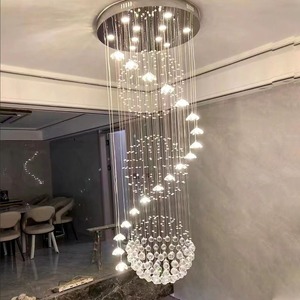 Sản phẩm giá rẻ ánh sáng có thể điều chỉnh hiện đại kim loại thủy tinh pha lê LED trang trí ánh sáng mặt dây chuyền Đèn trần - Product Image 3