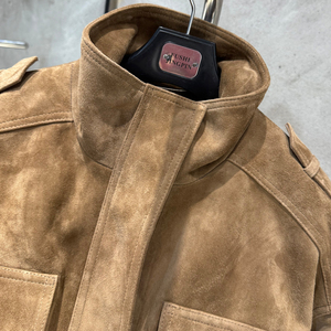 Chaqueta de piel de oveja auténtica con cuello alto y corte oversize, abrigos de gamuza, chaqueta bomber de gamuza para mujer - Product Image 3