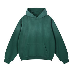 Sudadera con Capucha Personalizada Estilo Vintage Verde Lavado al Ácido, Oversize, 420 Gsm, 100% Algodón, Efecto Desgastado por el Sol, Sudadera con Capucha Degradada, Unisex - Product Image 4