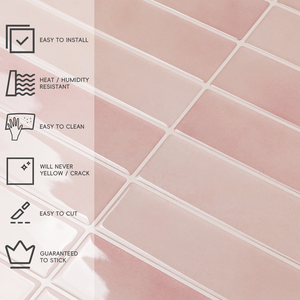 Pink Self Adhesive Wall <b>Tiles</b> Kitchen <b>Backsplash</b> 3D PU Gel Mosaic Sticker for Home Decor - Product Image 4