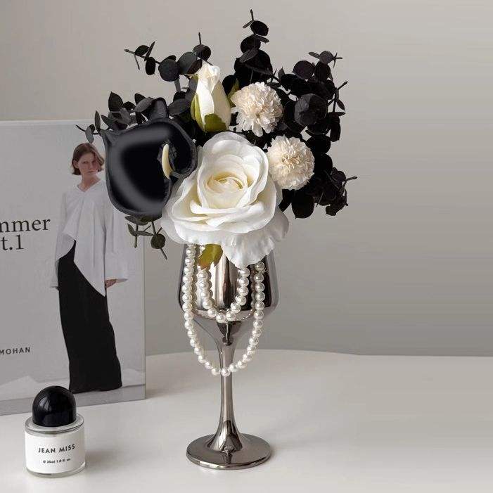 แก้วเงิน + ช่อดอกยูคาลิปตัส + สร้อยคอมุก