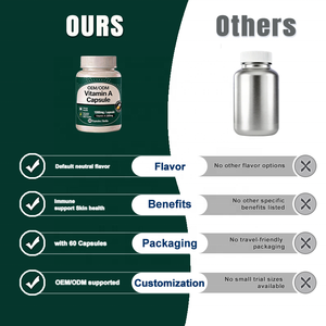 Private Label <span class=keywords><strong>Vitamin</strong></span> A Nahrungsergänzungsmittel Hochdosiertes Retinol für Augengesundheit & Hautaufhellung Stärkt die Immunität Erwachsene 60 Kapseln - Product Image 6