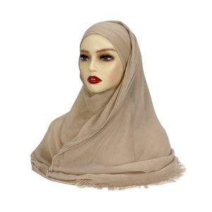 SheliaファッションソフトビスコースHijabsイスラム教徒女性カスタムレーヨンモーダルソリッドヘッドスカーフコットンタッセルショール - Product Image 5
