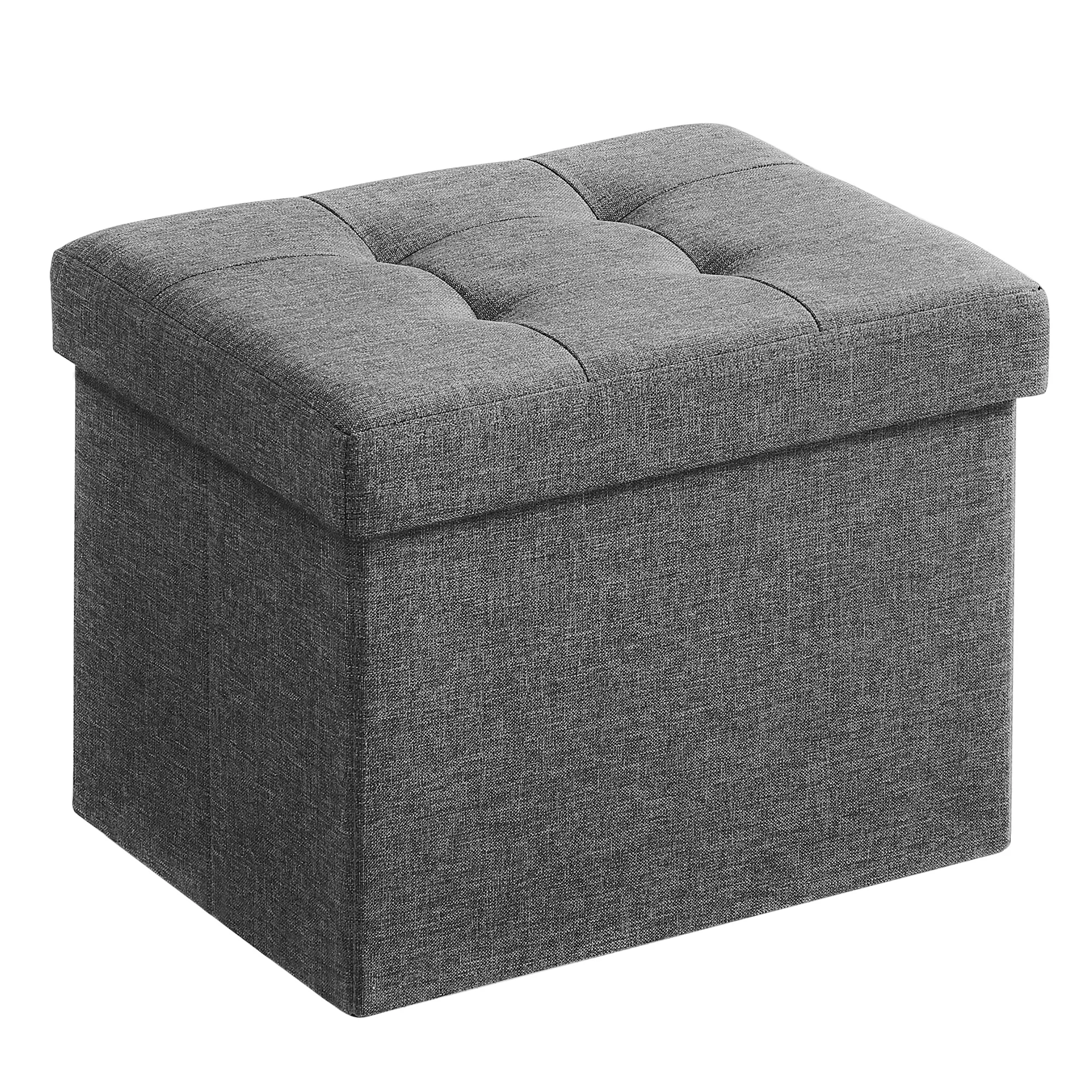 Small Size Foldable Ottoman Storage Bench Dark Gray Stool Storage Box Ottoman Cube Stool Seat For Sofa Living Room