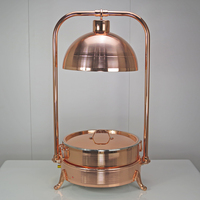 Ensemble chauffe-plats moderne en acier inoxydable pour restaurant, buffet et traiteur, avec chafing dish rose doré et lampe chauffante