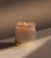Pot à bougie WeiVibe en onyx blanc naturel translucide, décoration personnalisée en gros pour spa, hôtel, intérieur