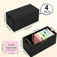 Boîte de rangement personnalisée noire pour cartes indexées avec couvercle, style tiroir, organisateur coulissant pour cartes à collectionner, flashcards et fournitures de bureau