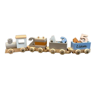 Train en blocs de bois personnalisé, jouet pour enfants, cadeau d'anniversaire pour enfants