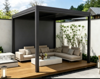 Pergola en aluminium rétractable avec lames orientables, résistante aux intempéries, pour jardin et terrasse, imperméable, sur mesure.