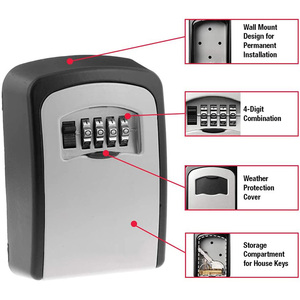 Caja de Seguridad para Llaves HLD KB01 Resistente a la Intemperie con Combinación de 4 Dígitos, Caja de Seguridad de Aleación de Aluminio Montada en la Pared para Lugares Públicos - Product Image 5