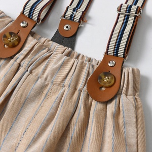 Ensemble formel deux pièces pour garçons, tenue d'été à manches courtes avec bretelles, chemise et short avec nœud papillon - Product Image 4