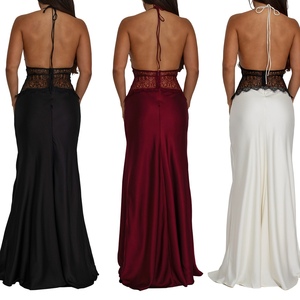 ชุดเดรสเปิดหลังคอวีลูกไม้เซ็กซี่ของผู้หญิงแฟชั่นเปลือยหลัง - Product Image 4