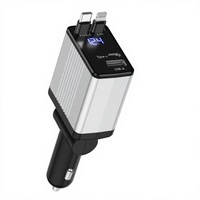 Chargeur de voiture GaN 120W, chargeur allume-cigare rétractable, 3 ports de charge rapide, affichage numérique pour véhicule