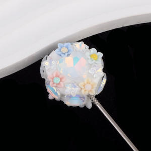 Mignon amour couronne pleine diamant gland diamant boule perforé trou droit perles bricolage porte-clés collier accessoires - Product Image 6