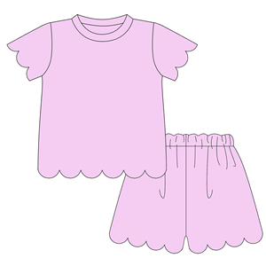 Completi Estivi <span class=keywords><strong>per</strong></span> Bambine con Orlo a Festoni, Maglietta con Maniche a Volant e Pantaloncini Coordinati, Outfit in Cotone Tinta Unita <span class=keywords><strong>per</strong></span> Bambini e Bambine - Product Image 5