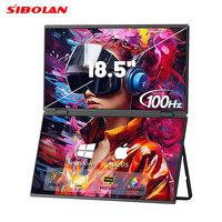 Moniteur portable double écran 18,5 pouces 100 Hz, boîtier tout métal, écran externe Plug&Play pour Windows, Mac, ordinateur portable, mobile, Switch, Xbox