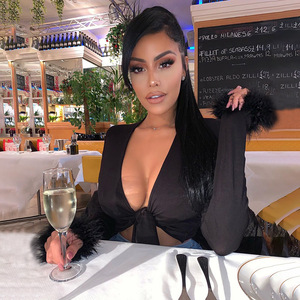 Maglietta Rosa alla Moda per <span class=keywords><strong>Donna</strong></span> con Pelliccia, Camicia Sexy a Maniche Lunghe / Blusa - Product Image 3