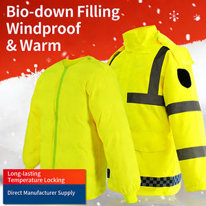 <span class=keywords><strong>Ropa</strong></span> de Trabajo de Seguridad Reflectante de Dos Piezas para Invierno, ANSI Clase 2, Oxford 300D con Revestimiento de PU, Logotipo Personalizado, Resistente al Viento y Cálida - Product Image 1