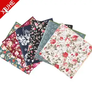 Pocket OEM Fashion Design Flower Handkerchief Mens Pocket Square Custom 100% Cotton Pocket Square