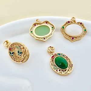 Colgante de Aleación de Cobre con Bisel de Piedra de Jade, Amuleto Unisex para Regalo, Origen Yiwu - Product Image 2