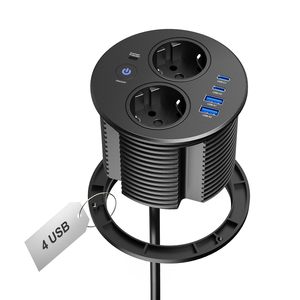 Prise <span class=keywords><strong>encastrable</strong></span> ronde 6-en-1 AMZ, best-seller, avec USB PD 20W, 2 prises de courant et 4 ports USB, multifonction, multi-prises - Product Image 1