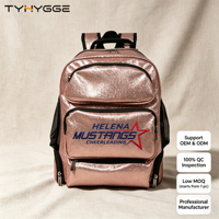 Mochila Escolar Impermeable con Brillantina Color Oro Rosa para Niñas, con Logotipo Personalizado, Gran Capacidad, Suave y Brillante