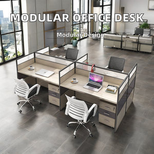 Hiện đại Modular coworking văn phòng bảng 4-6 chỗ ngồi hiện đại bàn làm việc Bảng điều khiển gỗ vật liệu cho mở nhân viên văn phòng - Product Image 3