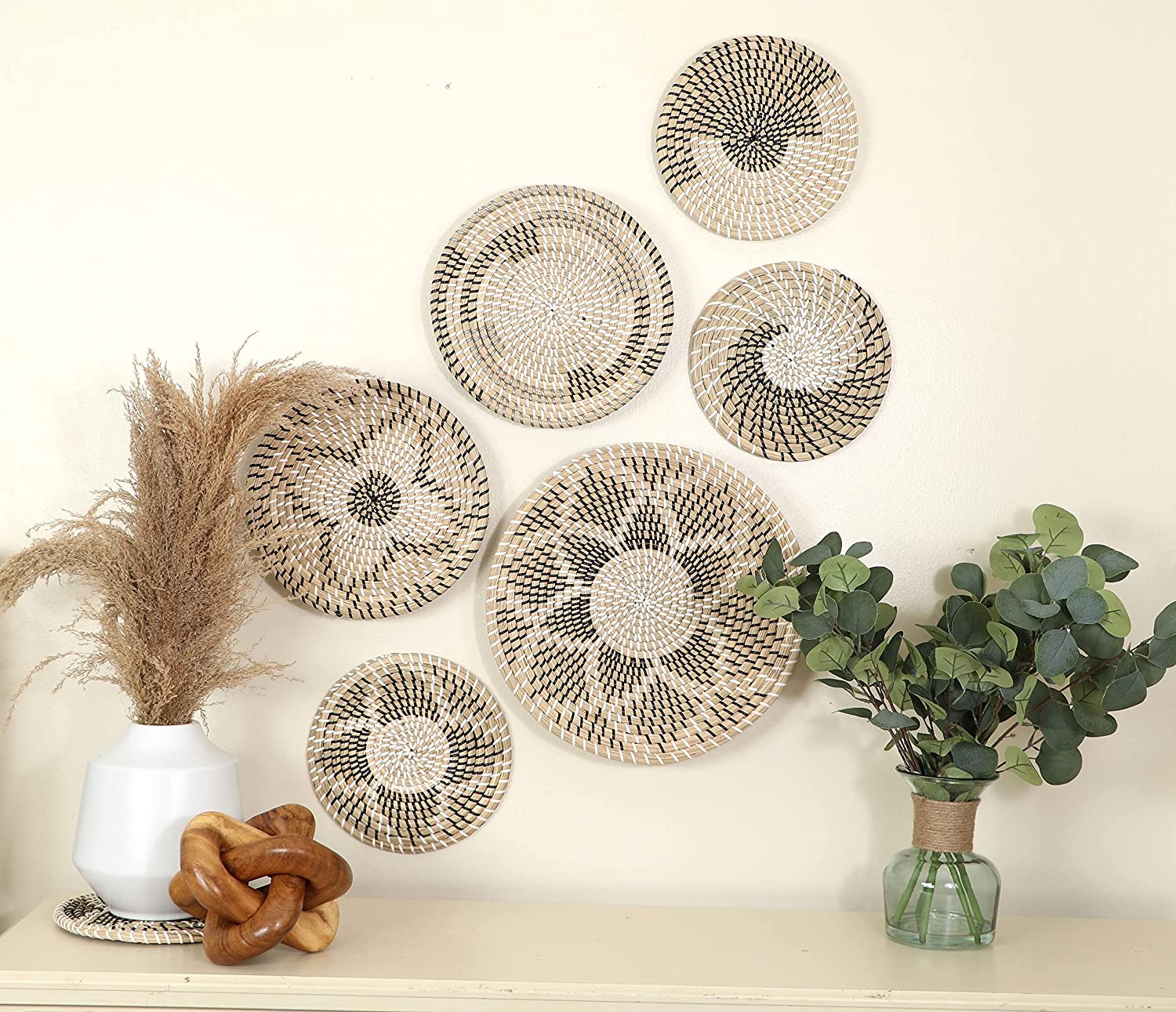 Seagrass Wall Basket Decor Hand Woven SeaGrass Living Room Decoration Home Baskets Vintage Bedroom Decorations