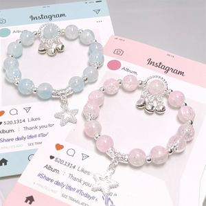 Pulsera de cuentas craqueladas de colores de moda con diseño de palomitas de maíz y dijes de campanillas de viento, hecha a mano, para mujeres y niñas - Product Image 1