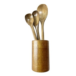 Solid Wood Long Handled Spoon Set Three Piece Japanese Style Eco Friendly Kitchen Utensils For Cooking Stirring Serving - Product Image 5