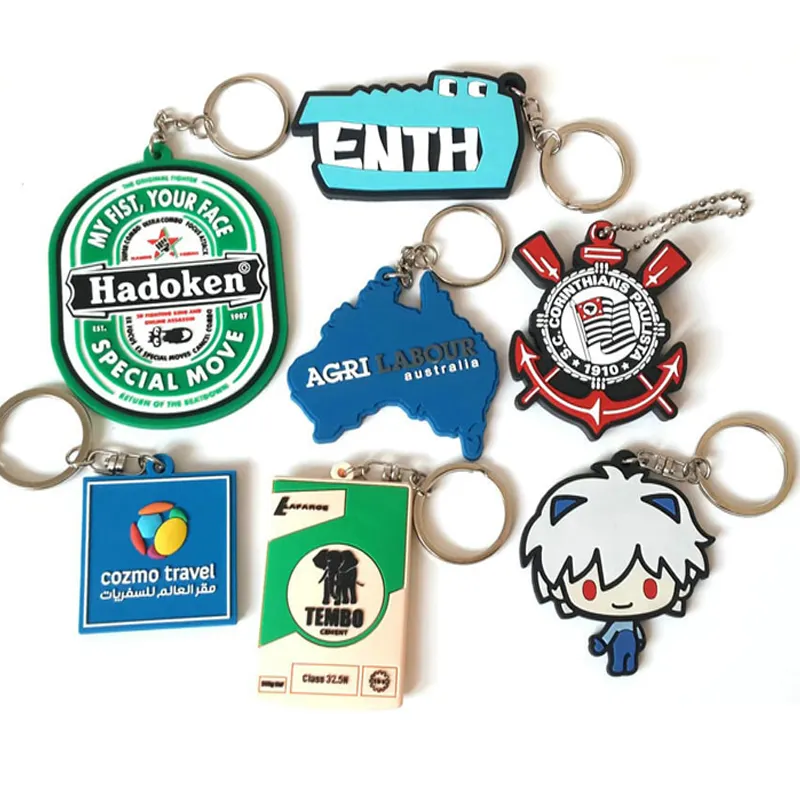 Custom 2D Soft Pvc Keychain Key Chain Logo Soft Rubber Keychains Silicone Keyring Rubber Personalized 3D Key Chain